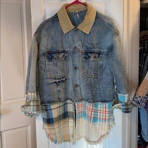 Free People Flannel Jean Jacket